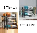 Large, Dish Drying, Kitchen Drainboard Set,Carbon Steel Dish Drainer Rack with Drip Tray & Utensil Holder