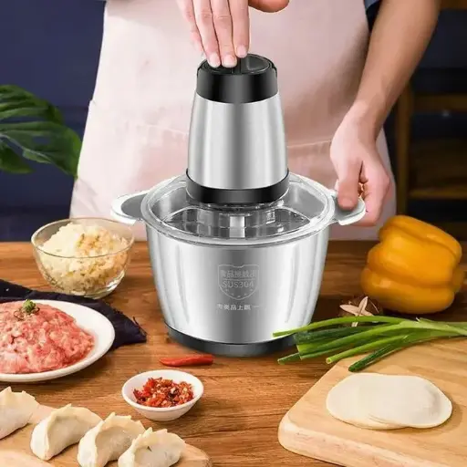 [PID000078] Stainless Steel Electric Meat Grinders with Bowl Heavy for Kitchen Food Chopper, Meat, Vegetables, Onion, Garlic Slicer Dicer, Fruit & Nuts Blender