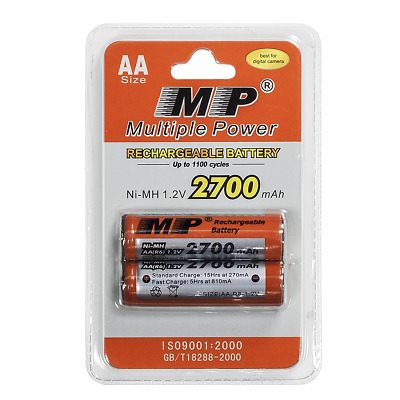 [PID000084] A pair of Multiple Power Rechargeable Battery AA MP Ni-MH 3000mAh 1.2V