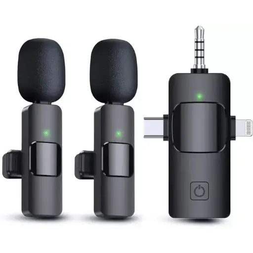[PID000102] 3 in 1 Wireless Lavalier Microphone for iPhone, iPad, Android, Camera, icro & USB C, for Vlog, Podcast, TikTok, YouTube