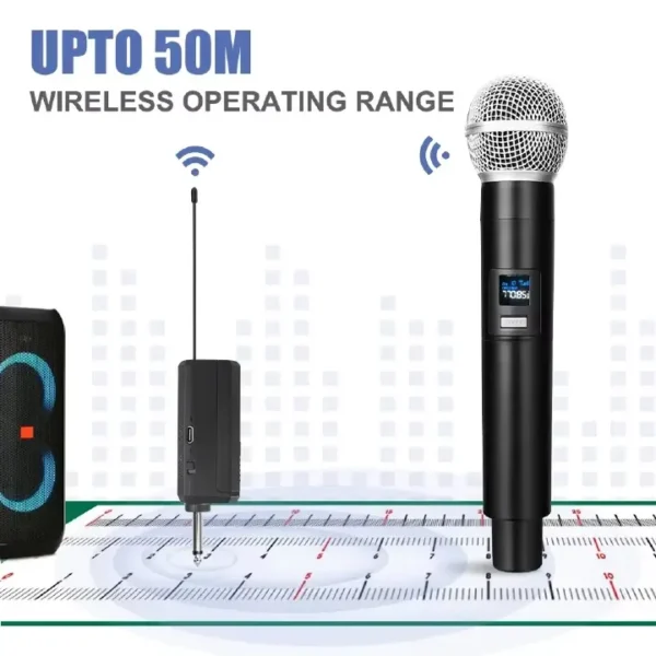 2PC UHF Rechargeable Wireless Dual Handheld Dynamic Microphone - Image 4